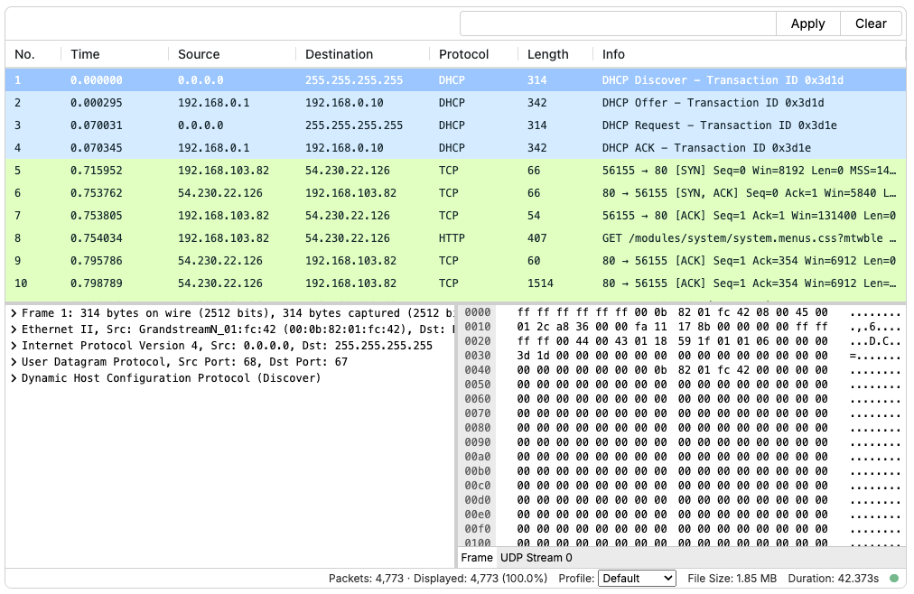 Packet Viewer default component view