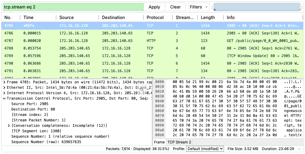 Time reference example showing recalculated relative timestamps