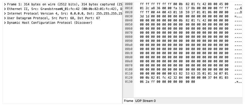 packet decode tree with hex